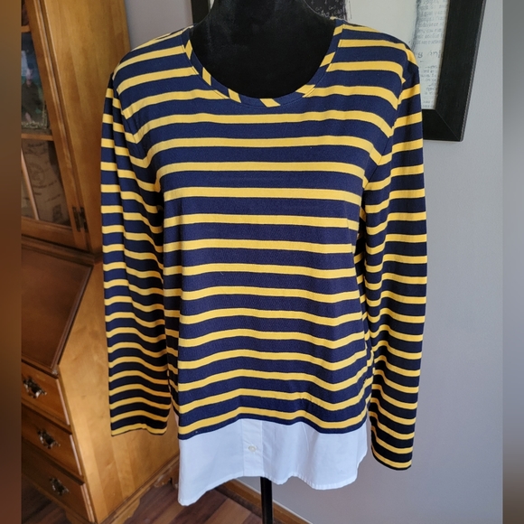 Tommy Hilfiger Yellow/Navy Stripe Layered Look Top - Picture 3 of 6